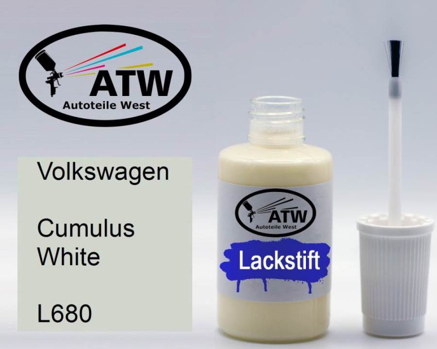 Volkswagen, Cumulus White, L680: 20ml Lackstift, von ATW Autoteile West.